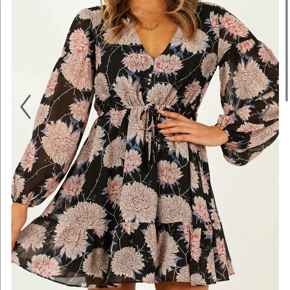 Showpo Black Mini Floral Dress